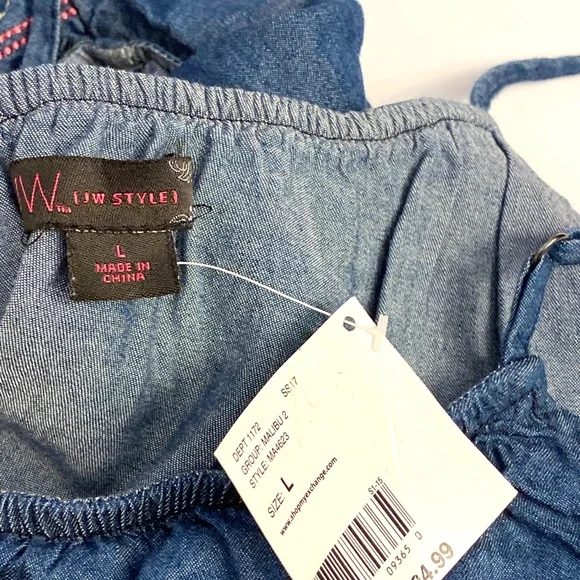 JW Style Denim Blue Sleeveless Romper - Picture 4 of 4